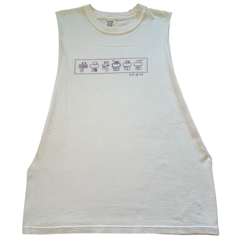 Comfort Colors Men's White Graphic Tank Top Sleeveless Cotton Size Small